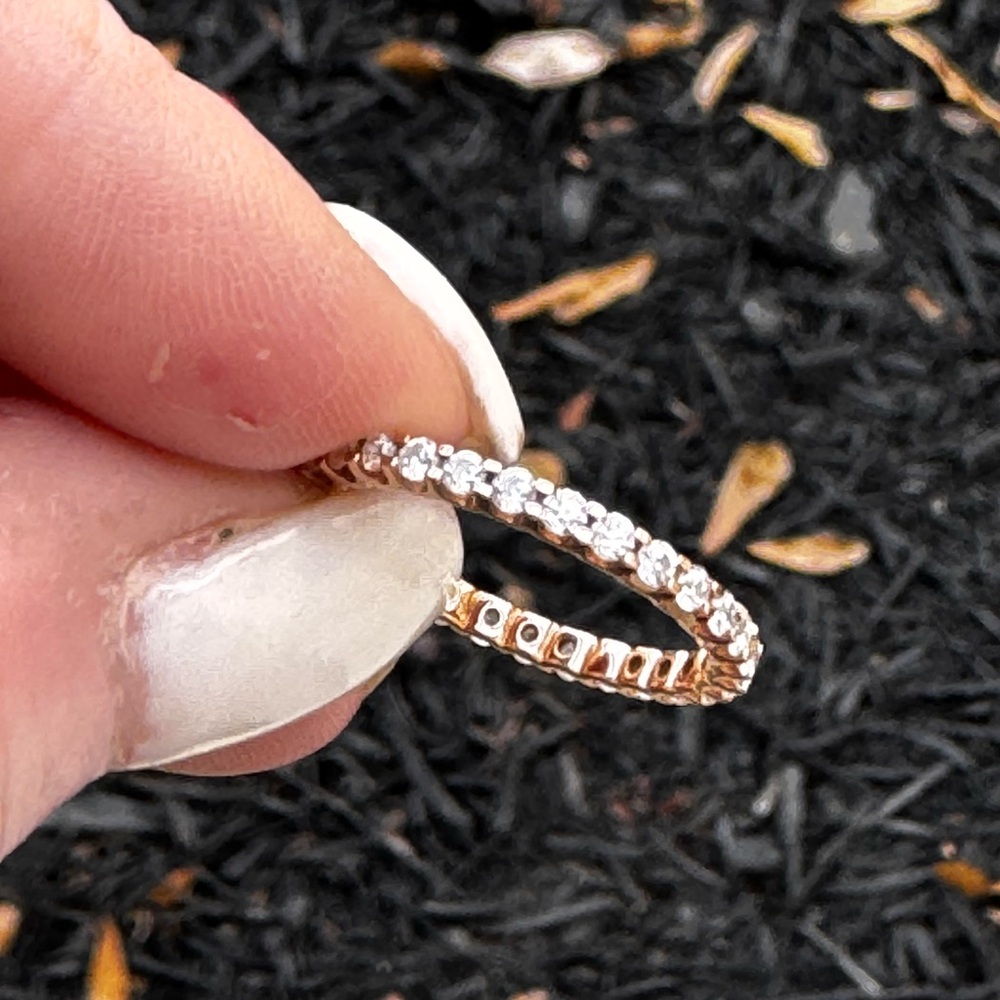 Rose gold plated micro pave moissanite band size 6 *high sparkle!